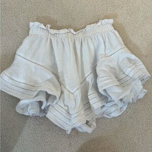 Aerie High Waist White Shorts with Ruffled Hem